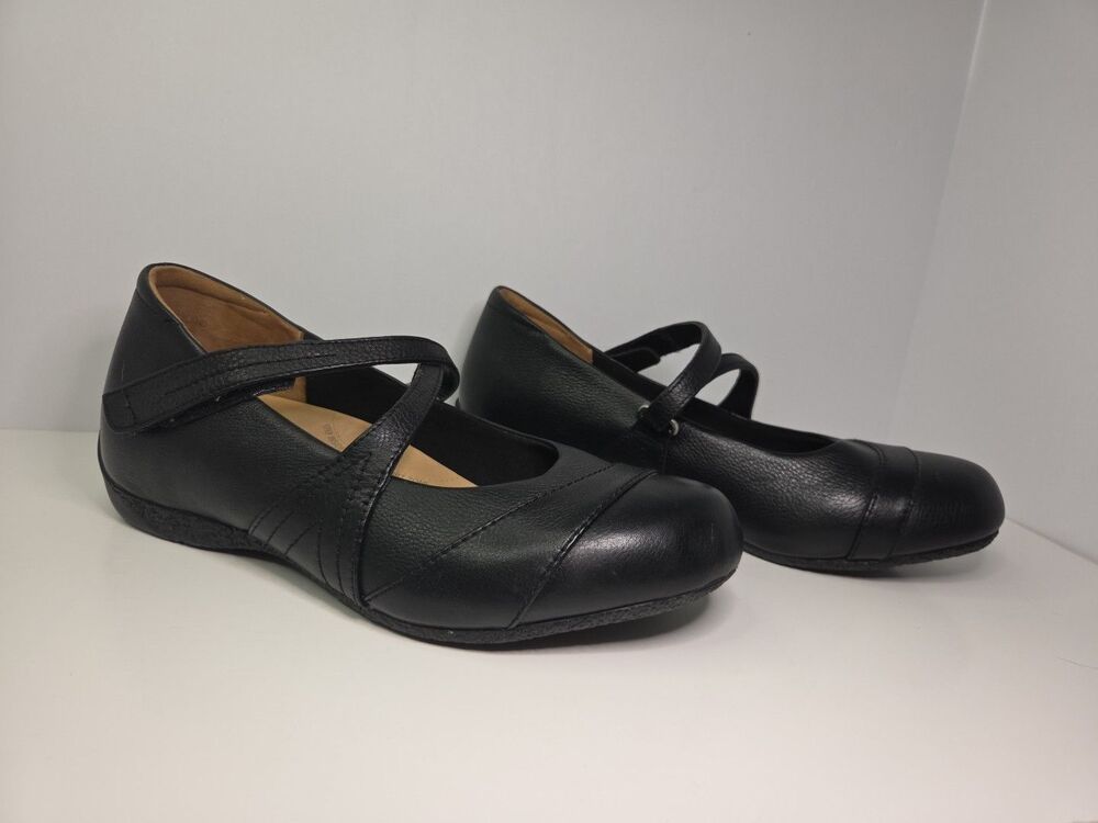 Ziera New Women Blk Leather MaryJane Sz 41/ US 10.5 Hook Loop Close Comfy Work